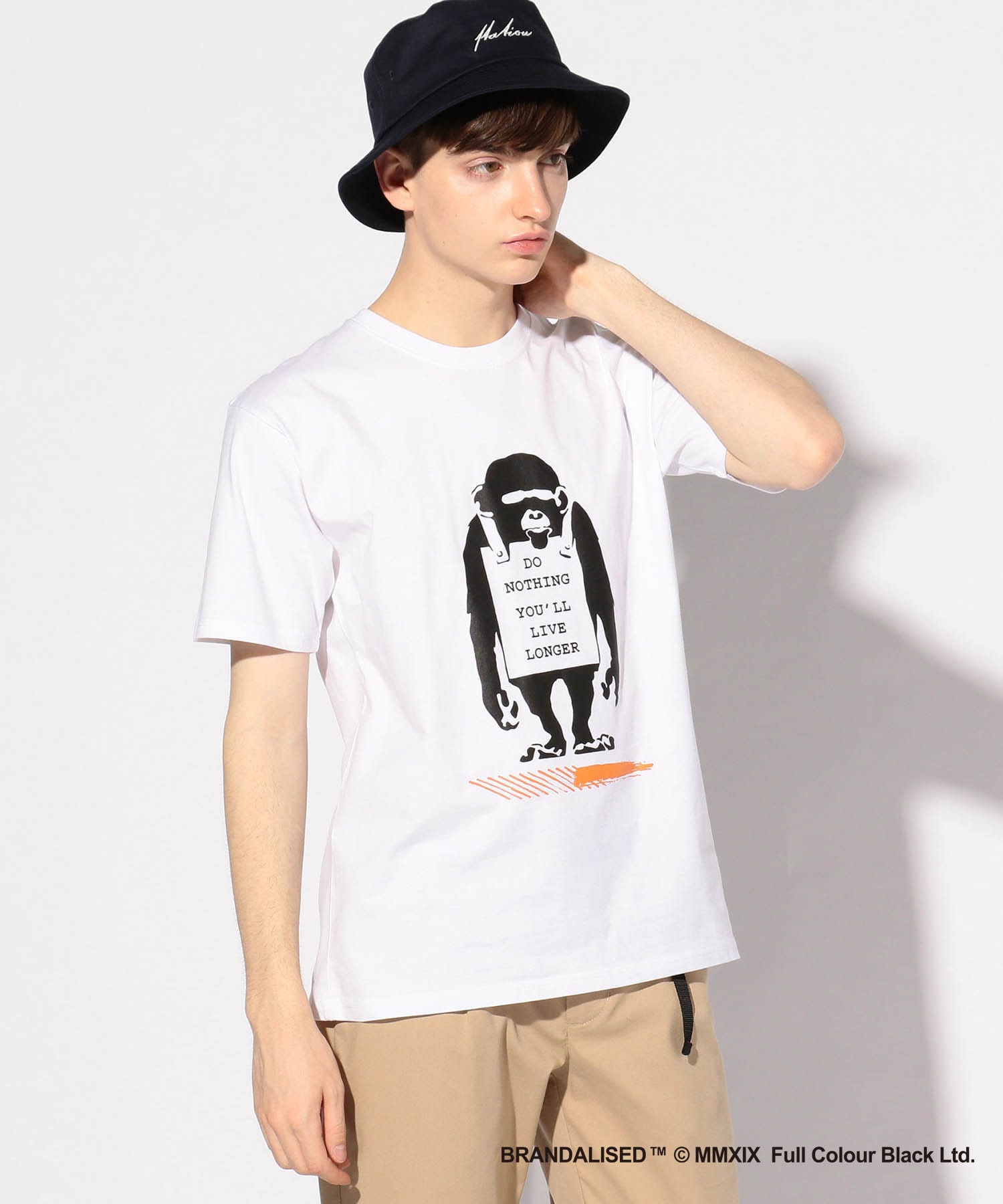 プリントTシャツ『バンクシー(or Banksy)&Do Nothing-Monkeysign+design』