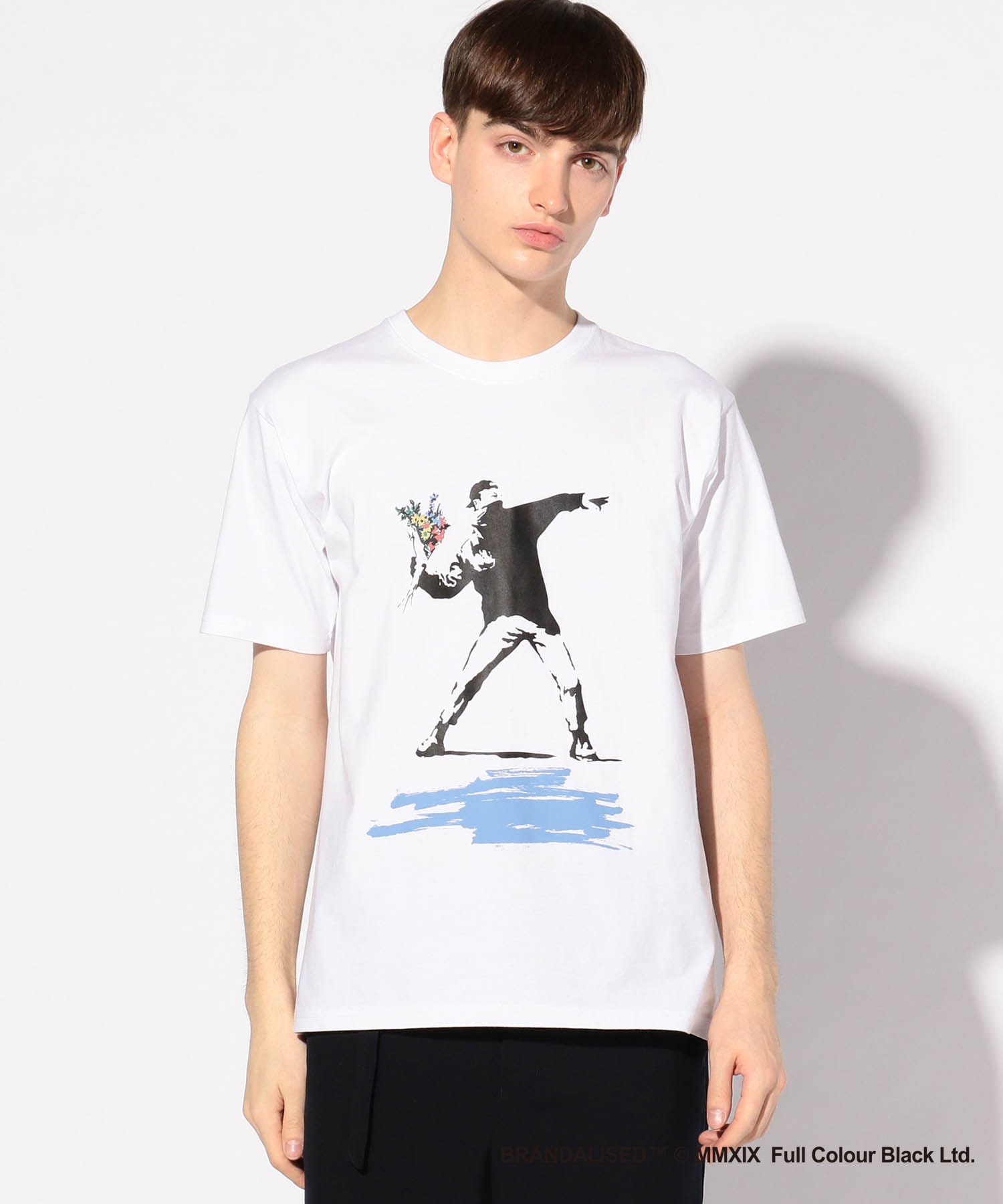 プリントTシャツ『バンクシー(or Banksy)&Flower Bomber+design』