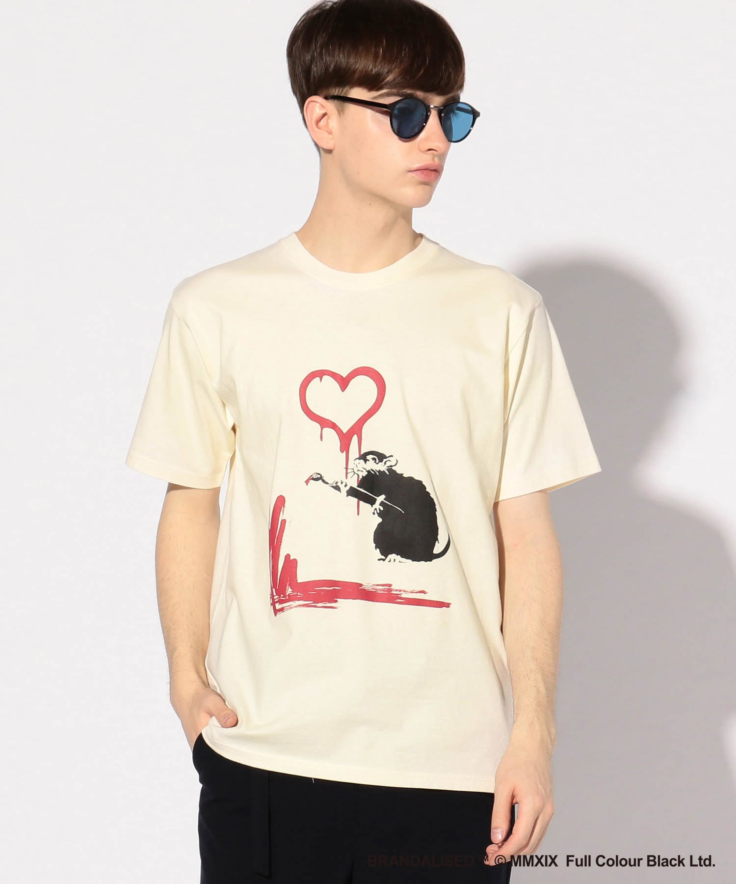 プリントTシャツ『バンクシー(or Banksy)&Love rat(brick wall)+design』