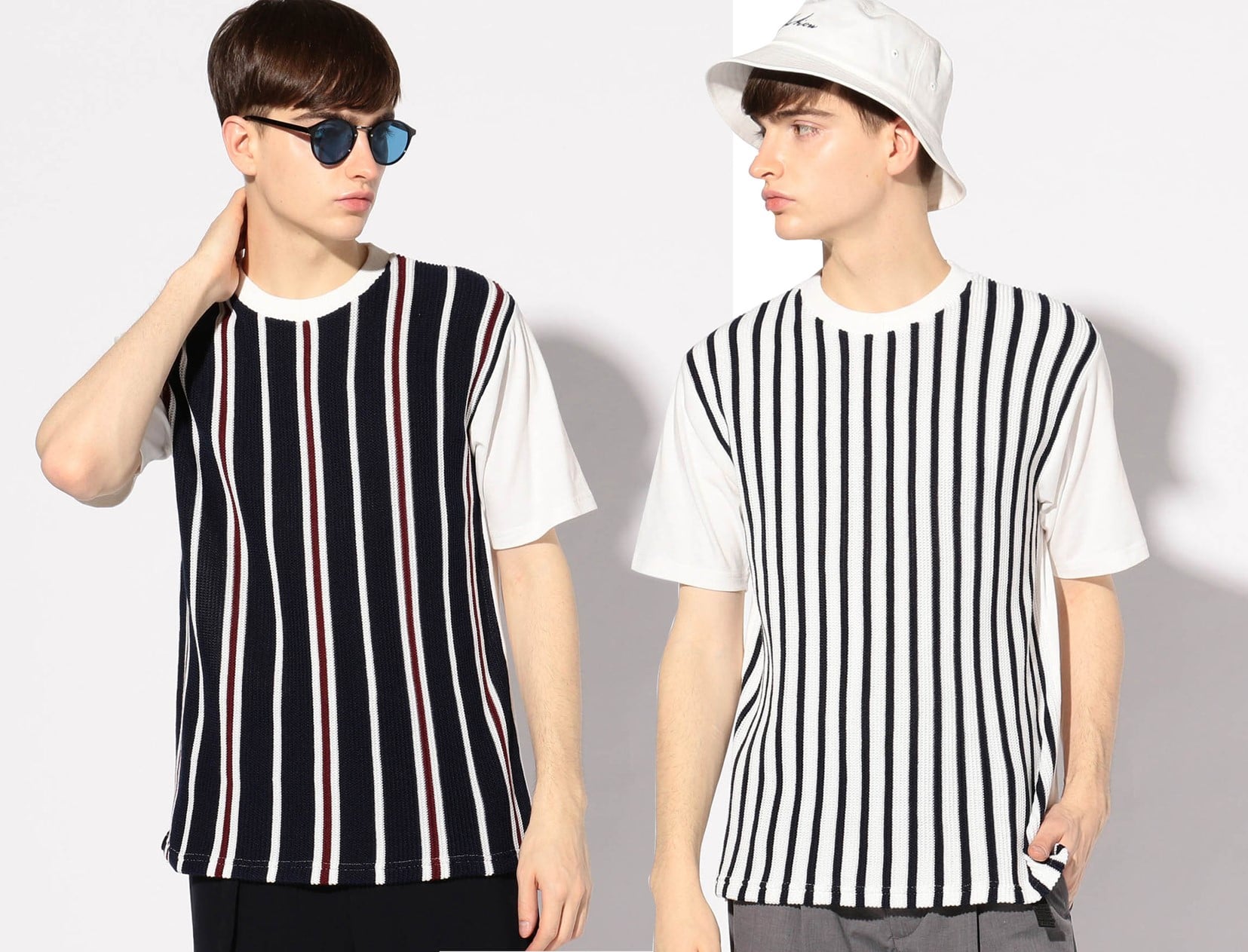 ニットジョイントストライプTシャツ